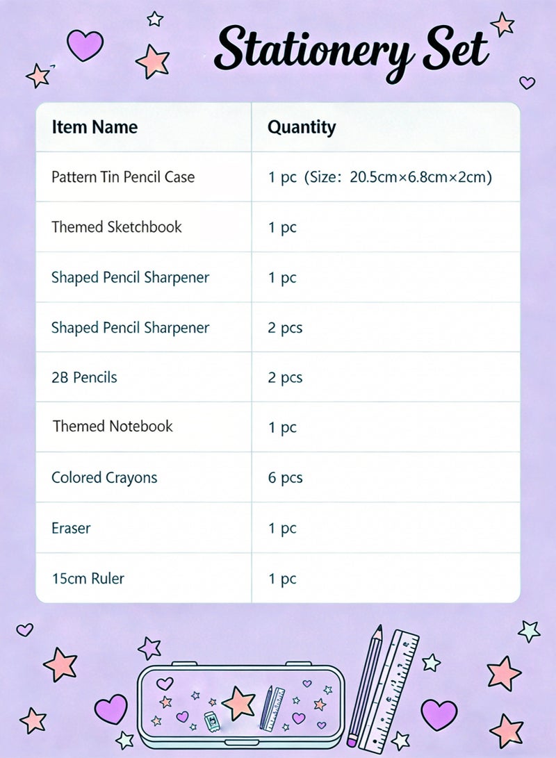 Disney 16-piece student stationery set, school supplies gift box set, suitable for primary school students, including pencils, erasers, pencil sharpeners-pencil cases-colored crayons-notebooks, etc. Birthday gift for back-to-school season - Image 2